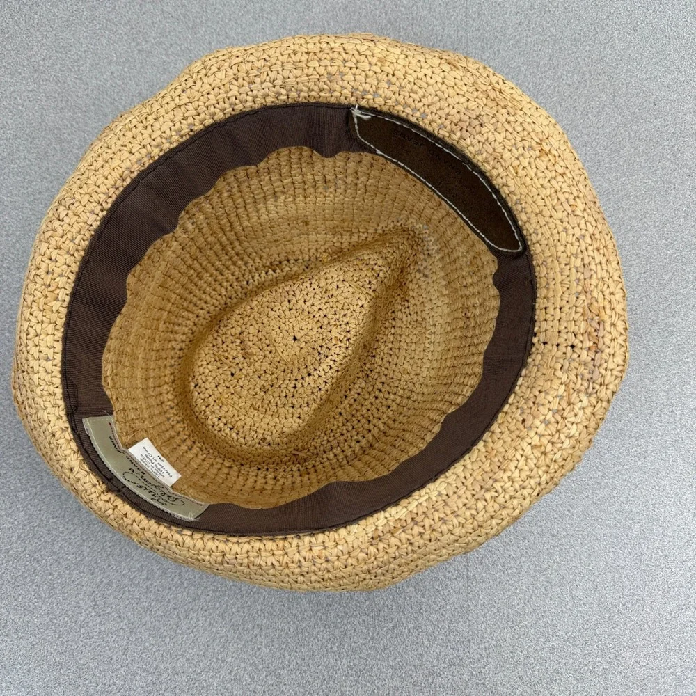 True Religion Fedora Unisex S/M Tan Woven Straw Sun Hat Summer Beach Casual